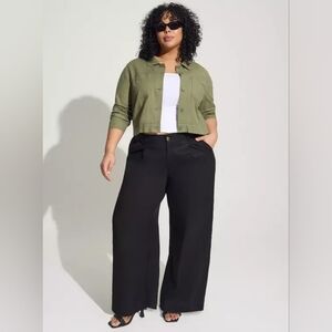 NWT Torrid Black Wide Leg Studio Linen High-Rise Pant Plus Size 30
